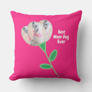 Almofada A Melhor Mãe, Cachorro Branca, Flor, Rosa Quente