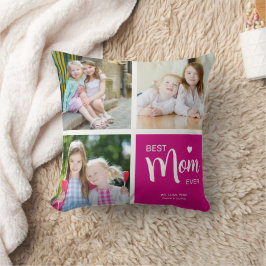 Almofada A melhor mãe colagem de fotos rosa