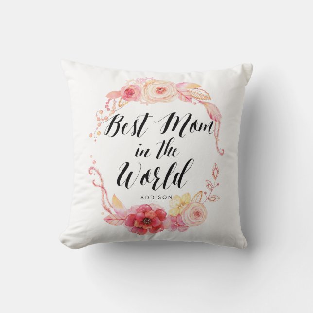 Almofada A Melhor Mãe Do Mundo Com Flores Bonitas (Frente)