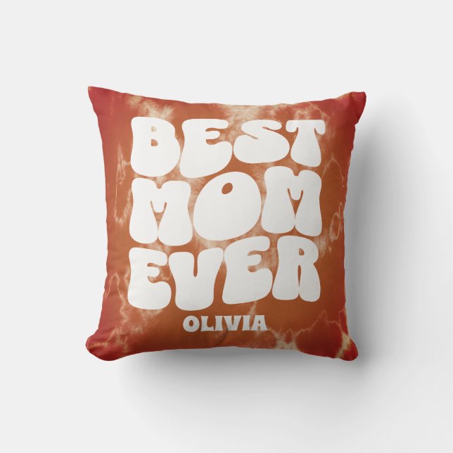 Almofada A Melhor Mãe Personalizada, Nunca Marrom Tie Dye (Frente)