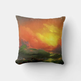 Almofada A Nona Onda (Mar Tempestuoso com Pôr do Sol Vermel