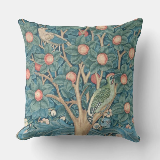 Almofada A tapeçaria do pica-pau, detalhe dos woodpeckers (Frente)