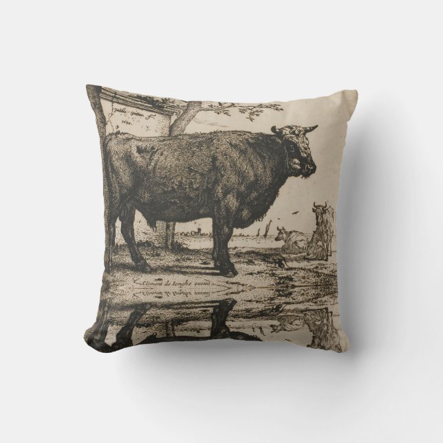 Almofada A Touro Vintage Art de Paulus Potter (Frente)
