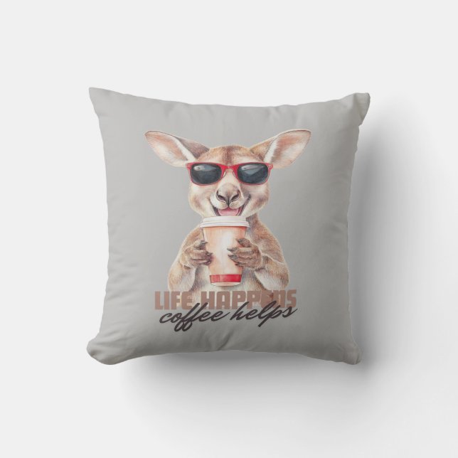 Almofada A Vida Acontece Café Ajuda Kangaroo Cushion (Frente)