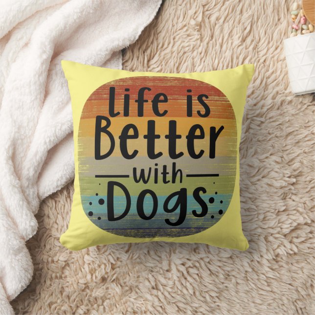 Almofada A Vida é Melhor Com Cachorros (Cobertor)