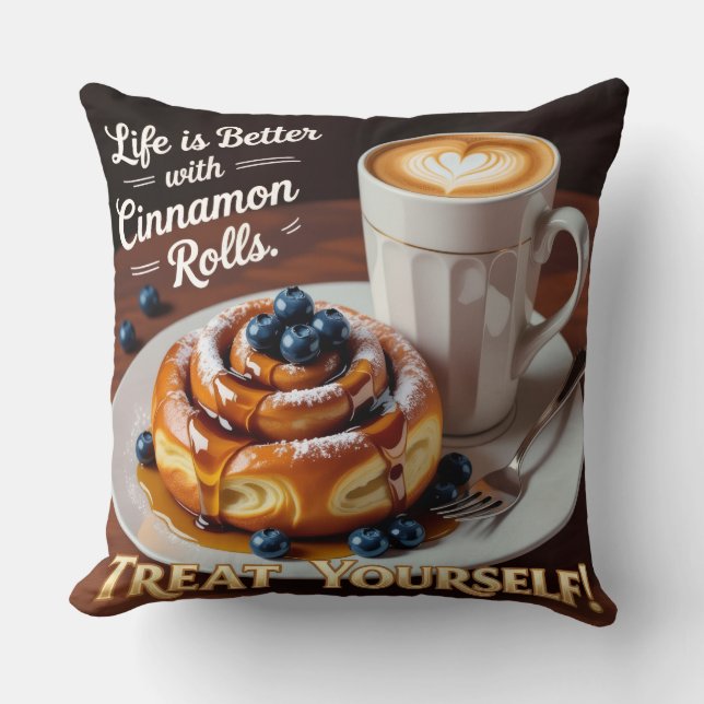 Almofada A vida é melhor com canela. (Frente)