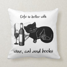 A VIDA É MELHOR COM GATO DE VINHO E LIVROS