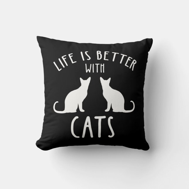 Almofada A Vida É Melhor Com Gatos (Frente)