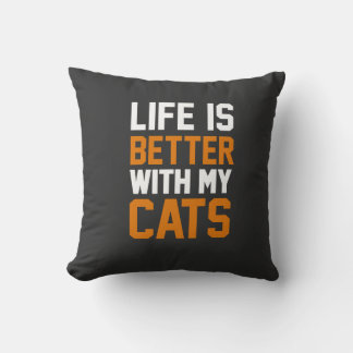 Almofada A Vida É Melhor Com Minha Camiseta De Gatos - Gato