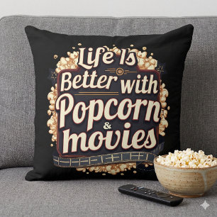 Almofada A vida é melhor com pipocas e filmes na Design