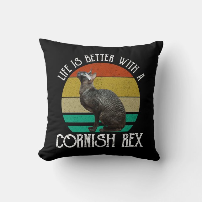 Almofada A Vida É Melhor Com Um Cornish Rex (Frente)