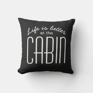 Almofada A vida é melhor na cabine Citação Chic Preto Branc