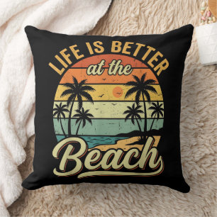 Almofada A Vida é Melhor na Praia Férias de Verão Retrô