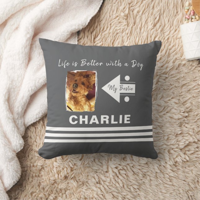 Almofada A vida é melhor que o cão adicione o nome da foto  (Cobertor)