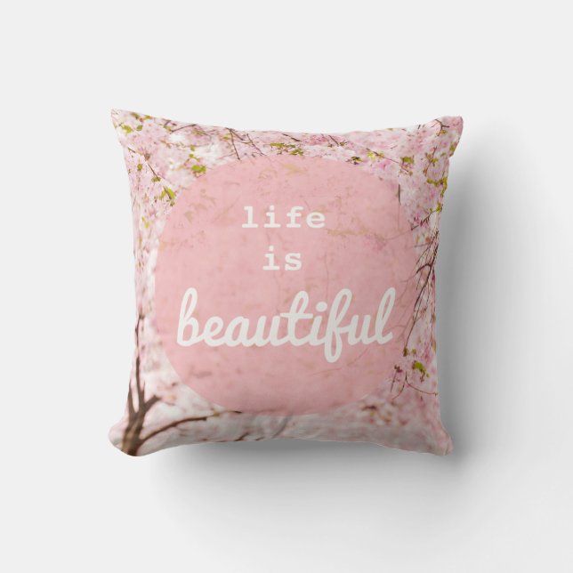 Almofada A vida é um belo Travesseiro decorativo (Frente)
