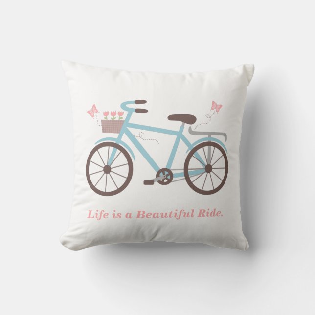 Almofada A vida é um belo Travesseiro decorativo de bicicle (Frente)