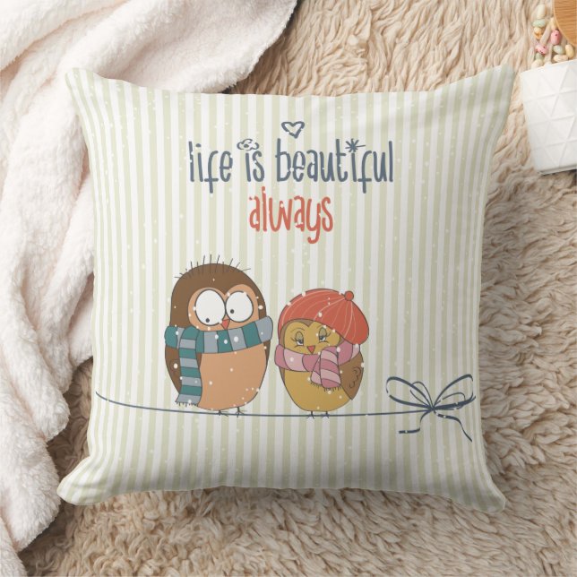 Almofada A vida é um belo Travesseiro decorativo de passari (Cobertor)