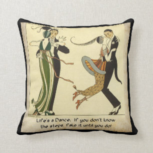 Almofada A vida é uma dança: Ilustração do art deco