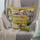 Almofada A vida familiar é a melhor foto de Ochre Blue 10<br><div class="desc">Travesseiro personalizado com citação da família e 10 das suas fotos favoritas. O texto diz "a vida familiar é a melhor vida" e você pode editar a palavra "FAMÍLIA" se desejar (por exemplo, mãe / Pai / praia, etc.). O modelo de foto é configurado para que você adicione suas fotos,...</div>