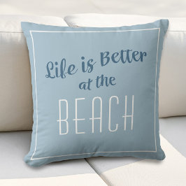 Almofada A vida na praia é melhor Cute Costeiro Náutico Azu