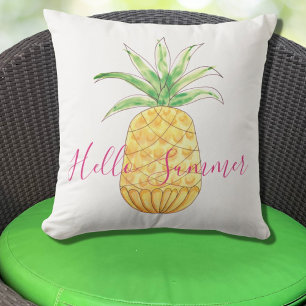 Almofada Abacaxi Olá Verão Amarelo Amarelo Aquarela