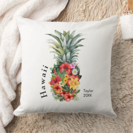 Almofada Abacaxi tropical do Havaí com flores, nome da famí