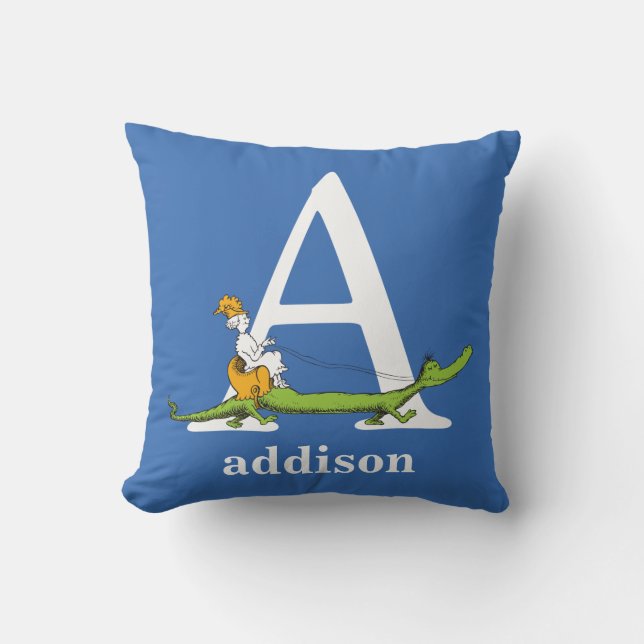 Almofada ABC do Dr. Seuss: Letra A - Branco | Adicione seu  (Frente)