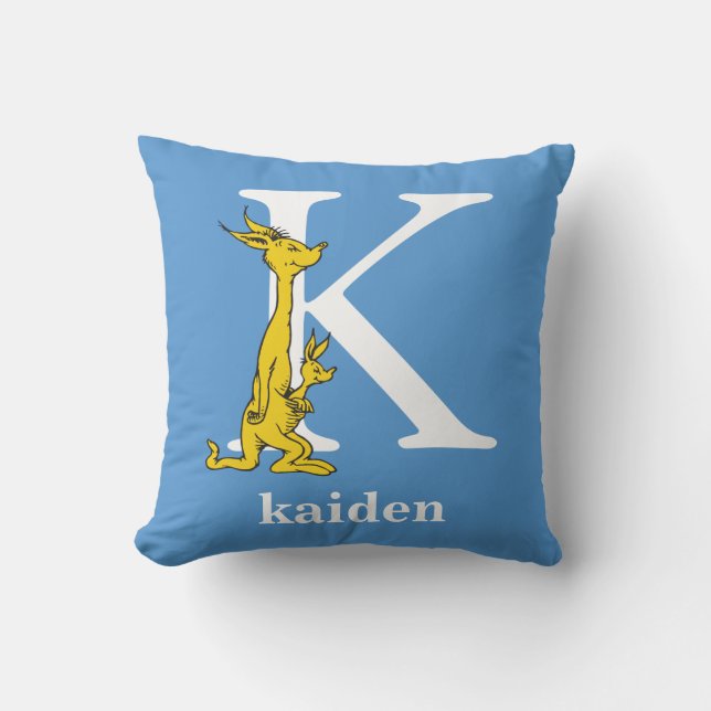 Almofada ABC do Dr. Seuss: Letra K - Branco | Adicione seu  (Frente)