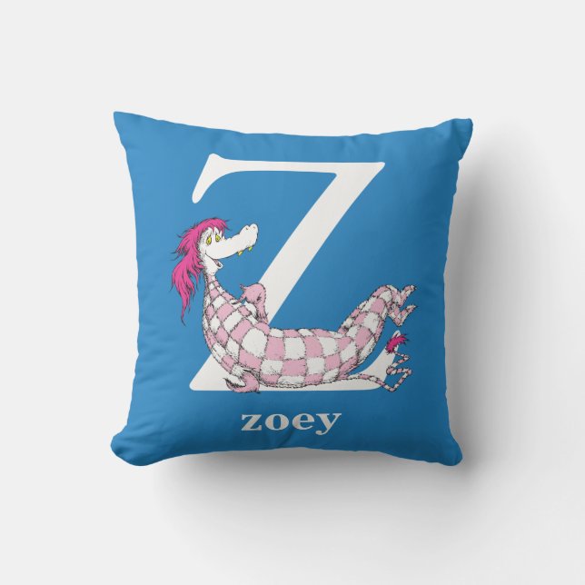 Almofada ABC do Dr. Seuss: Letra Z - Branco | Adicione seu  (Frente)
