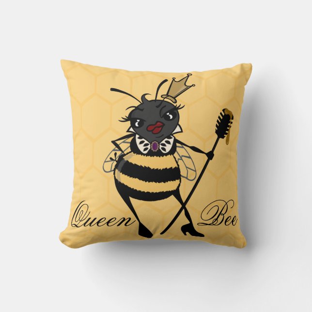 ALMOFADA ABELHA DE RAINHA COM TRAVESSEIRO DECORATIVO QUADRA (Frente)