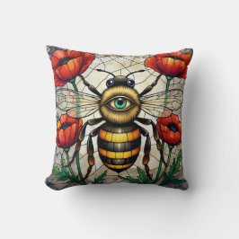 Almofada Abelhas de Vidro Colorido Olho de Papoula Arte de 