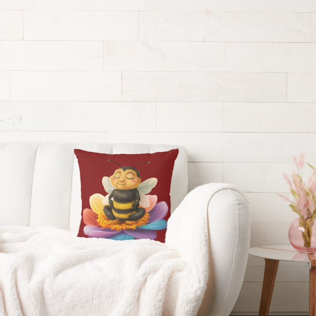 Almofada Abelhas Em Uma Flor Vibrante Fazendo Yoga (Sofá)