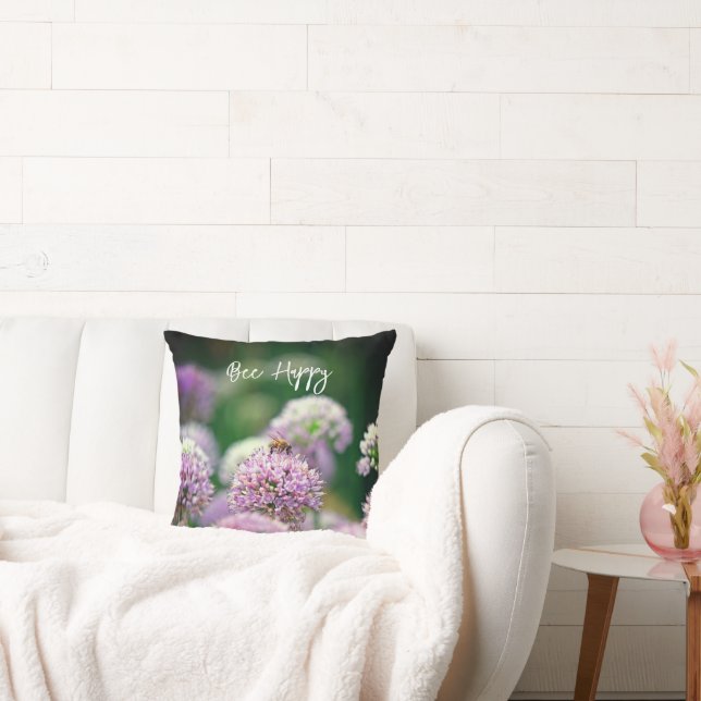 Almofada Abelhas felizes com a Motivação da Flor de Allium  (Sofá)