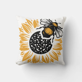 Almofada Abelhas no Decor Doméstico de Girassol