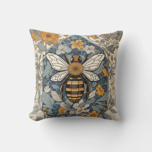 Almofada Abelhas Vintage e Flores Selvagens