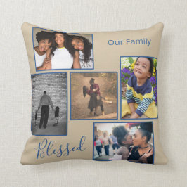 Almofada Abençoada Colagem de Fotos da Família Personalizad