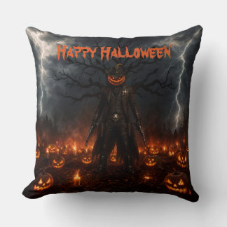 Almofada Abóbora Assustadora de Halloween Xerife Cowboy Rel