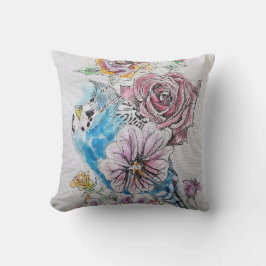 Almofada Abóbora Azul e Rosas Amargo