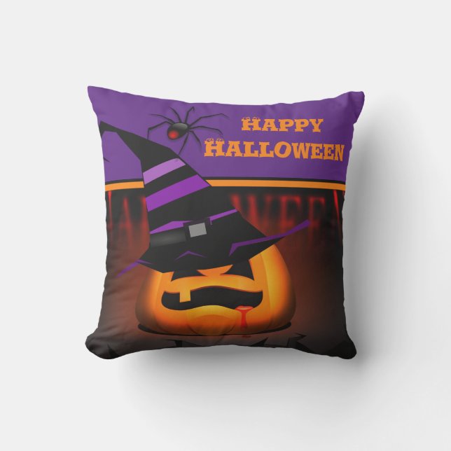 Almofada Abóbora de Halloween assustadora Jack O' Lantern  (Frente)