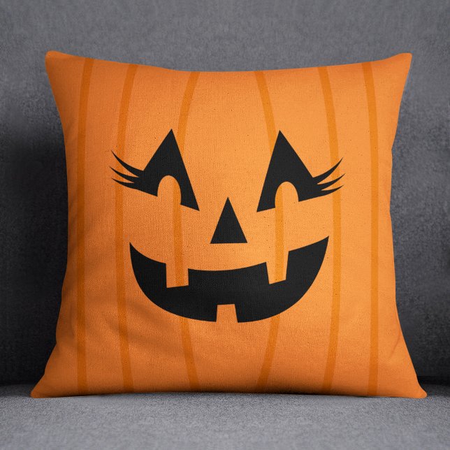 Almofada Abóbora de Halloween com Rosto de Jack O Lantern L (Criador carregado)