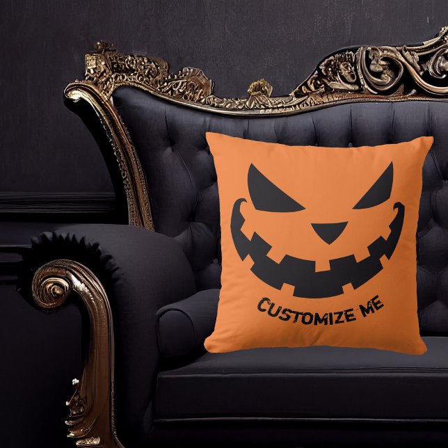 Almofada Abóbora de Halloween Custom Laranja Assustadora Fe (Criador carregado)