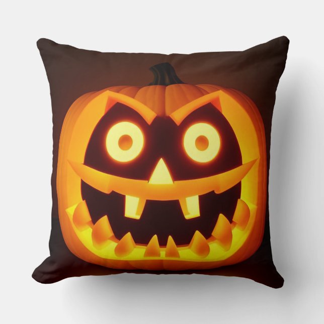 Almofada Abóbora de Halloween esculpida (Frente)