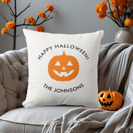 Almofada Abóbora de Halloween Minimalista – Família Persona