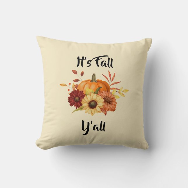 Almofada Abóbora e Flores - Armário Russo de Outono (Frente)