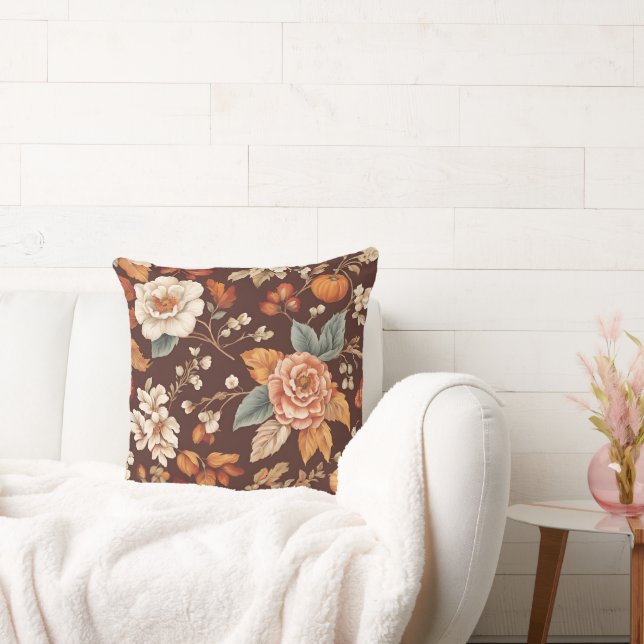 Almofada Abóbora e Flores de outono (Sofá)