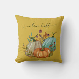 Almofada Abóbora Elegante em Aquarela Amarela, Outono em Fa