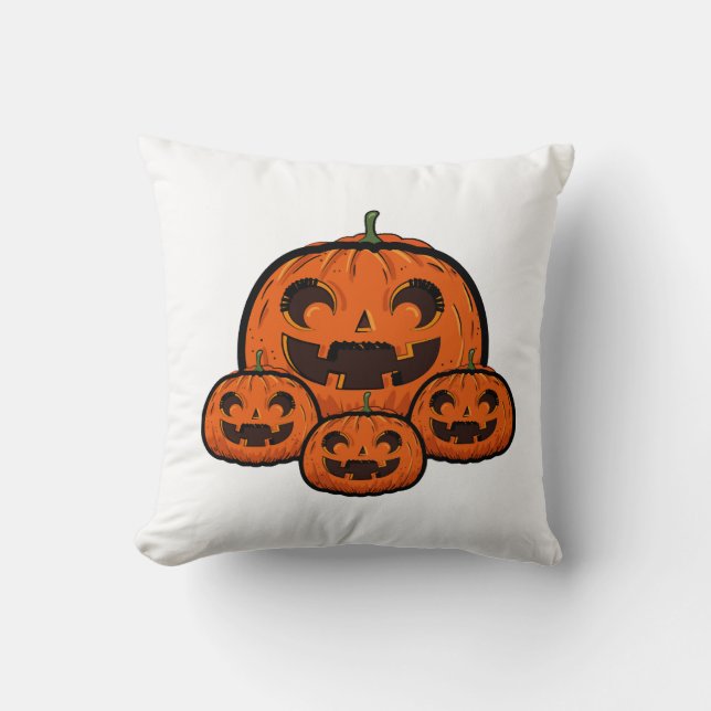 Almofada Abóbora engraçada de Halloween, Halloween assustad (Frente)