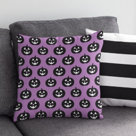 Almofada Abóbora Lanterna de Jack Roxo no Halloween