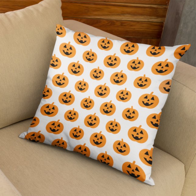 Almofada Abóbora Laranja Jack O Lantern Padrão Halloween (Criador carregado)