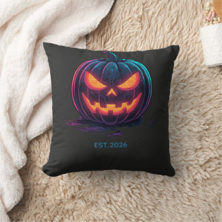 Almofada Abóbora Neon Cyberpunk Halloween